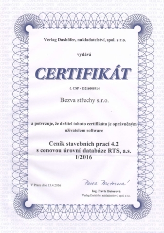 Certifikáty Bezva střechy Třinec 14
