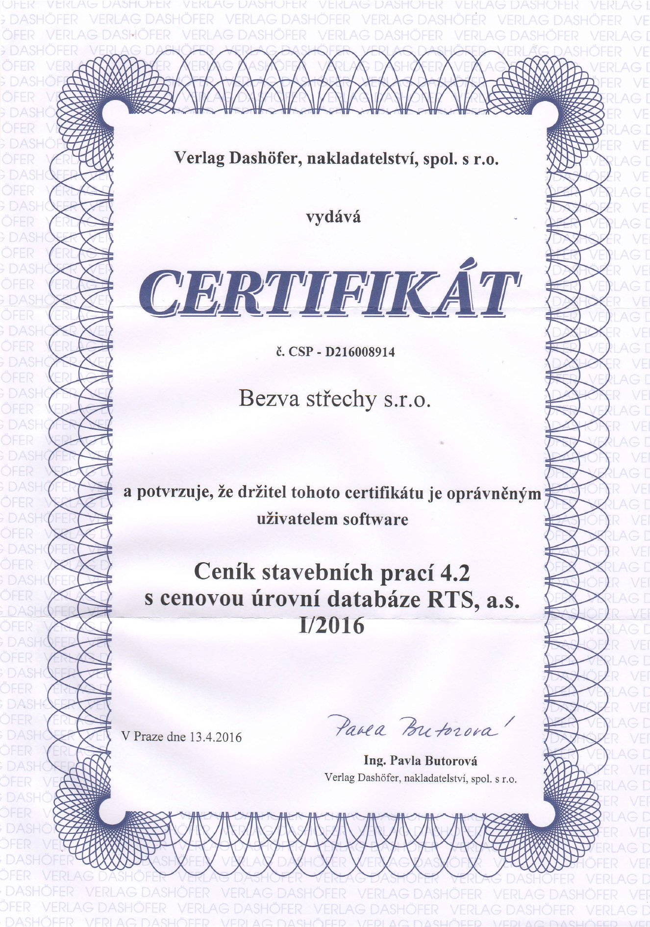 Certifikáty Bezva střechy Třinec 14